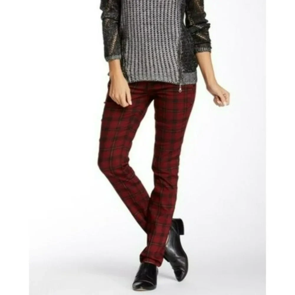 Democracy Women's Red Black Plaid Freedom Jegging Skinny Ankle Jeans Pant Size 7 - Picture 3 of 8